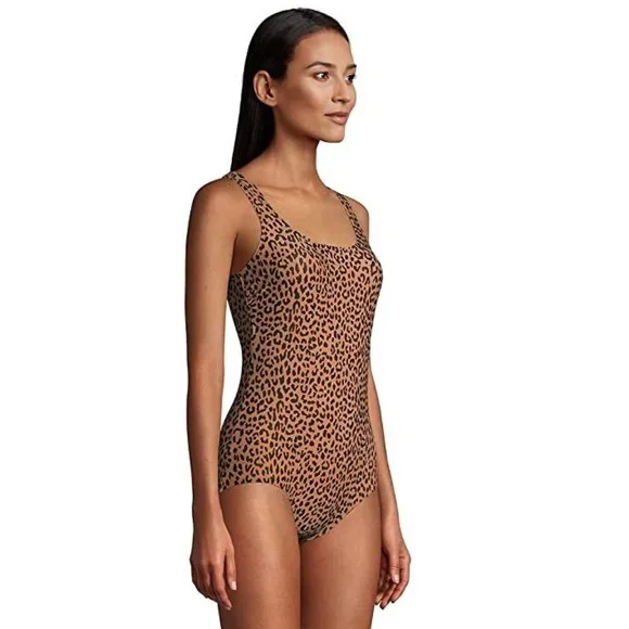 NWT Lands' End Womens Scoop Neck Soft Cup Tugless One Piece Swim Sz 2 $130 GG215 - Picture 2 of 4